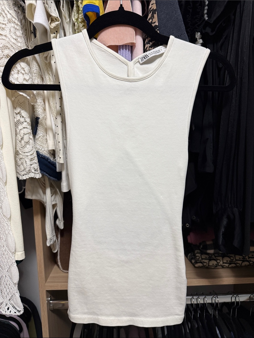 ZARA White Open-back Tank top size small